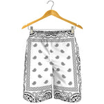 White And Black Paisley Bandana Print Men's Shorts