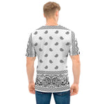 White And Black Paisley Bandana Print Men's T-Shirt
