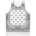 White And Black Paisley Bandana Print Men's Tank Top