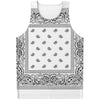 White And Black Paisley Bandana Print Men's Tank Top