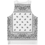 White And Black Paisley Bandana Print Men's Tank Top