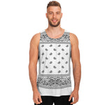 White And Black Paisley Bandana Print Men's Tank Top