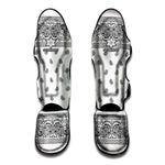 White And Black Paisley Bandana Print Muay Thai Shin Guard