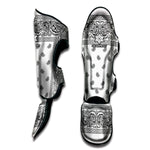 White And Black Paisley Bandana Print Muay Thai Shin Guard