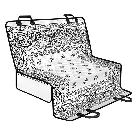 White And Black Paisley Bandana Print Pet Car Back Seat Cover