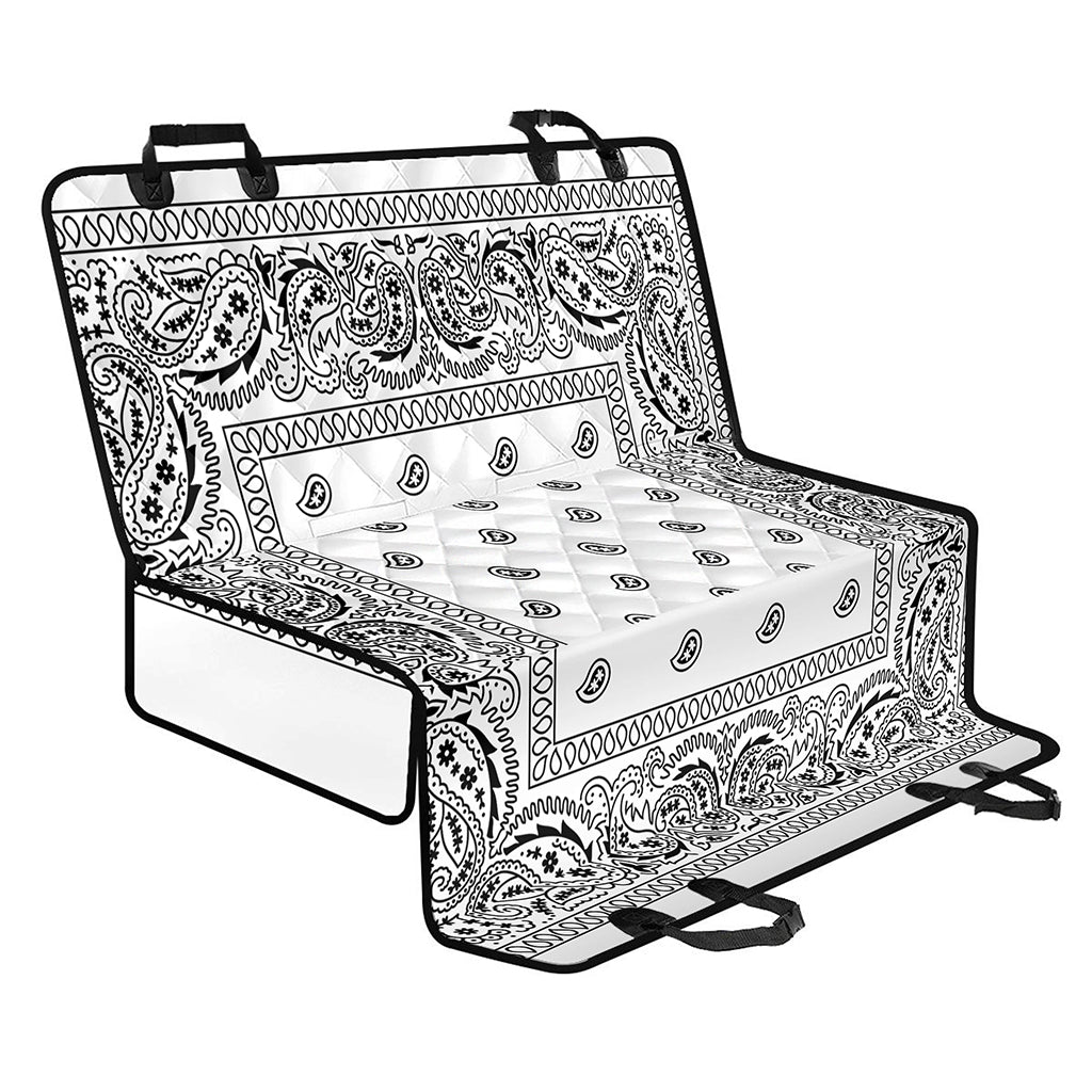 White And Black Paisley Bandana Print Pet Car Back Seat Cover