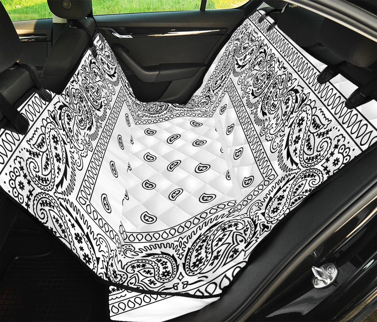 White And Black Paisley Bandana Print Pet Car Back Seat Cover