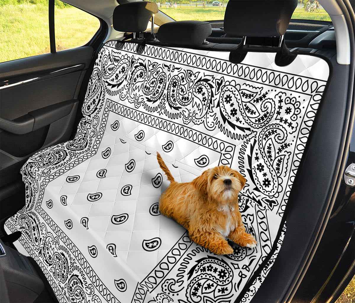 White And Black Paisley Bandana Print Pet Car Back Seat Cover