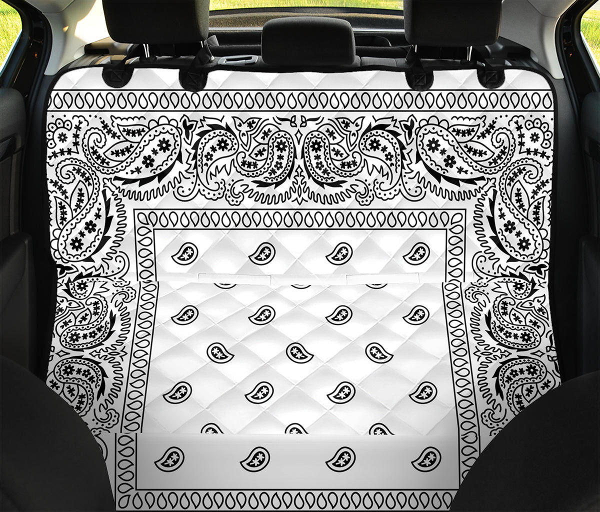 White And Black Paisley Bandana Print Pet Car Back Seat Cover