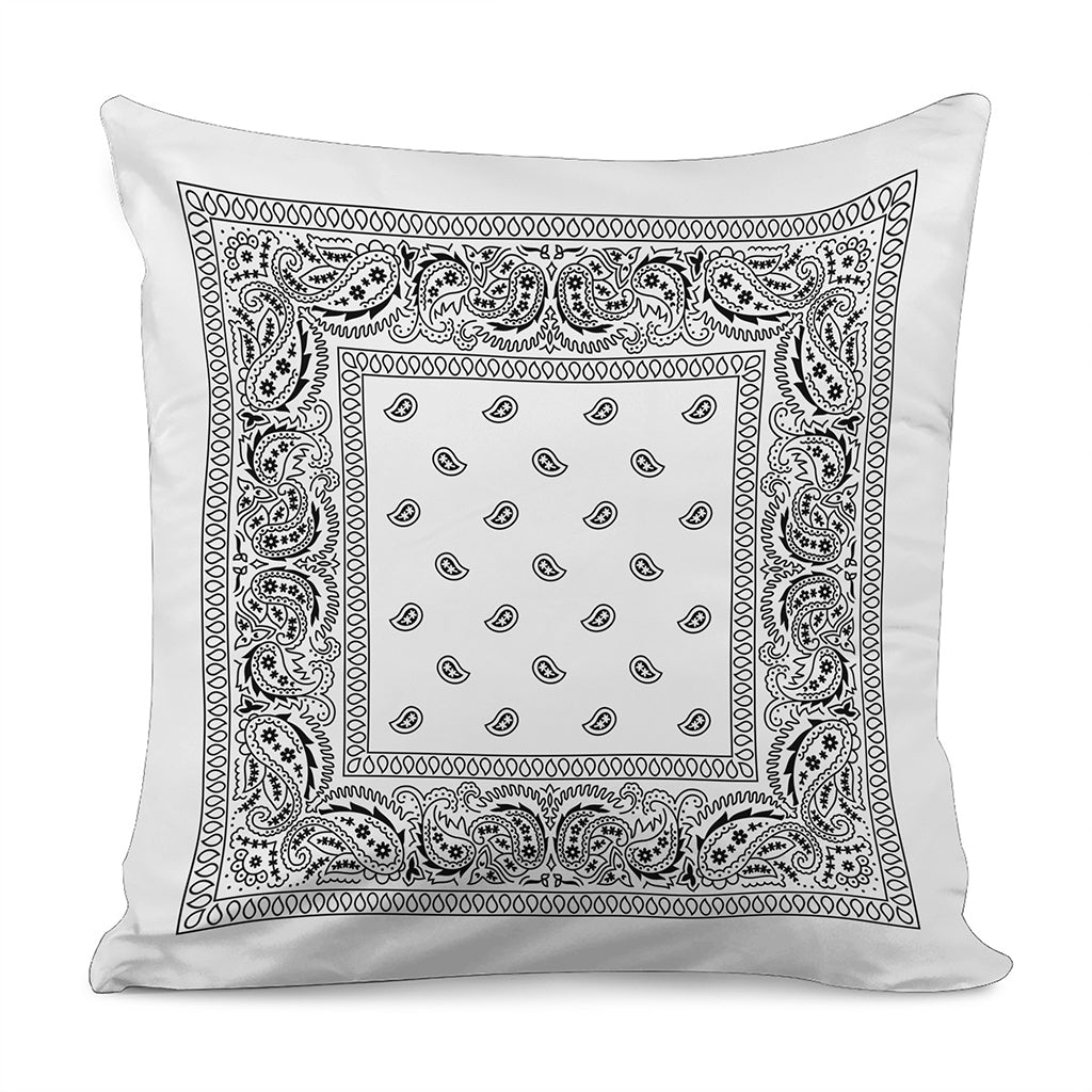 White And Black Paisley Bandana Print Pillow Cover