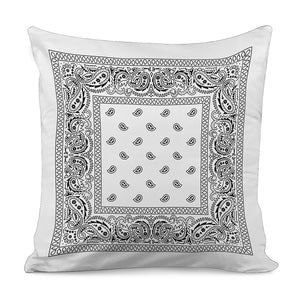 White And Black Paisley Bandana Print Pillow Cover