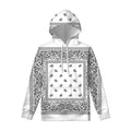 White And Black Paisley Bandana Print Pullover Hoodie