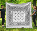 White And Black Paisley Bandana Print Quilt