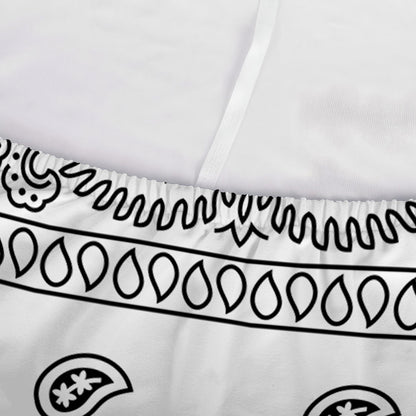 White And Black Paisley Bandana Print Sofa Cover