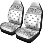 White And Black Paisley Bandana Print Universal Fit Car Seat Covers