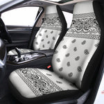 White And Black Paisley Bandana Print Universal Fit Car Seat Covers