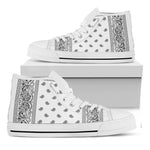 White And Black Paisley Bandana Print White High Top Shoes