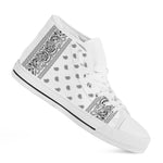White And Black Paisley Bandana Print White High Top Shoes