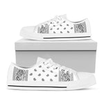 White And Black Paisley Bandana Print White Low Top Shoes