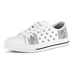 White And Black Paisley Bandana Print White Low Top Shoes
