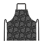 White And Black Paisley Pattern Print Apron