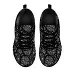White And Black Paisley Pattern Print Black Sneakers