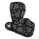 White And Black Paisley Pattern Print Boxing Gloves