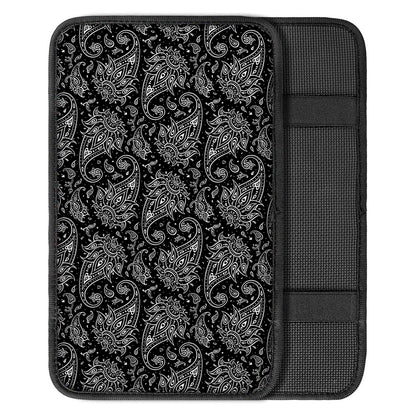 White And Black Paisley Pattern Print Car Center Console Cover