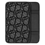 White And Black Paisley Pattern Print Car Center Console Cover