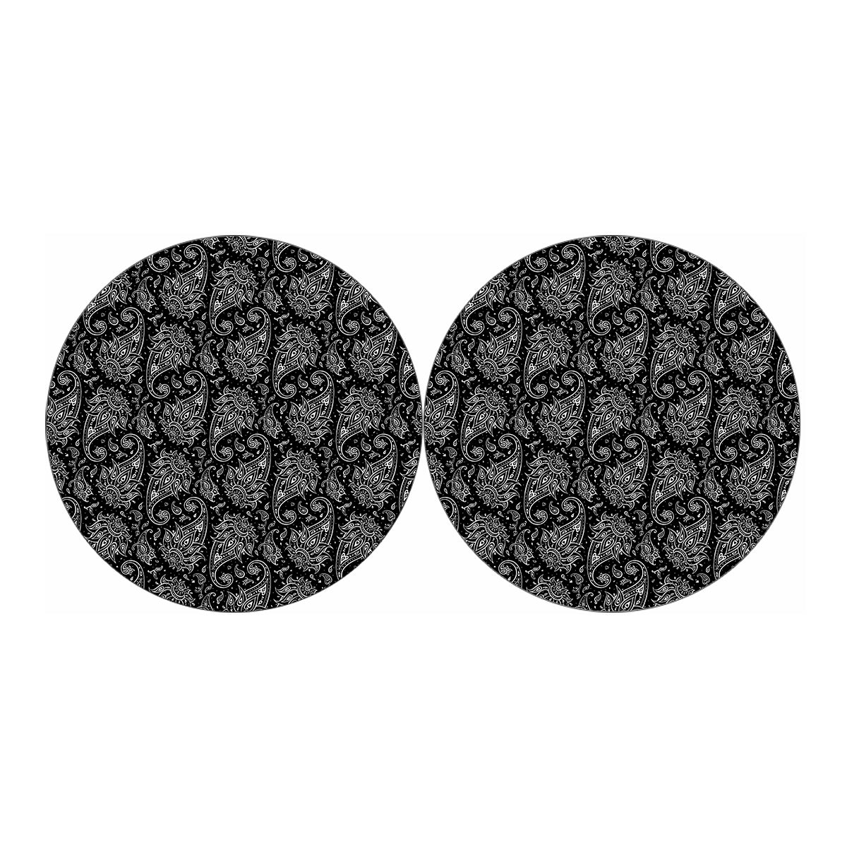 White And Black Paisley Pattern Print Car Coasters