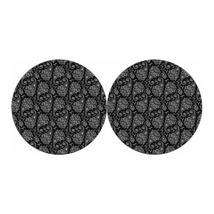 White And Black Paisley Pattern Print Car Coasters