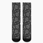 White And Black Paisley Pattern Print Crew Socks