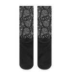 White And Black Paisley Pattern Print Crew Socks