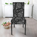White And Black Paisley Pattern Print Dining Chair Slipcover