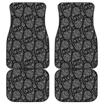 White And Black Paisley Pattern Print Front and Back Car Floor Mats