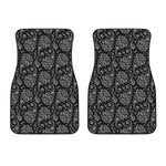 White And Black Paisley Pattern Print Front Car Floor Mats