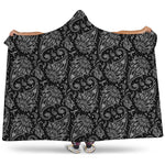 White And Black Paisley Pattern Print Hooded Blanket