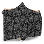 White And Black Paisley Pattern Print Hooded Blanket