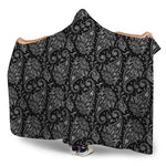 White And Black Paisley Pattern Print Hooded Blanket