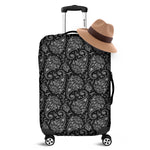 White And Black Paisley Pattern Print Luggage Cover