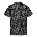 White And Black Paisley Pattern Print Men's Short Sleeve Shirt