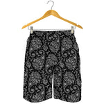 White And Black Paisley Pattern Print Men's Shorts