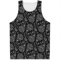 White And Black Paisley Pattern Print Men's Tank Top