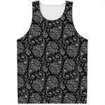 White And Black Paisley Pattern Print Men's Tank Top