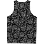 White And Black Paisley Pattern Print Men's Tank Top