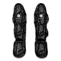 White And Black Paisley Pattern Print Muay Thai Shin Guards