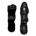 White And Black Paisley Pattern Print Muay Thai Shin Guard