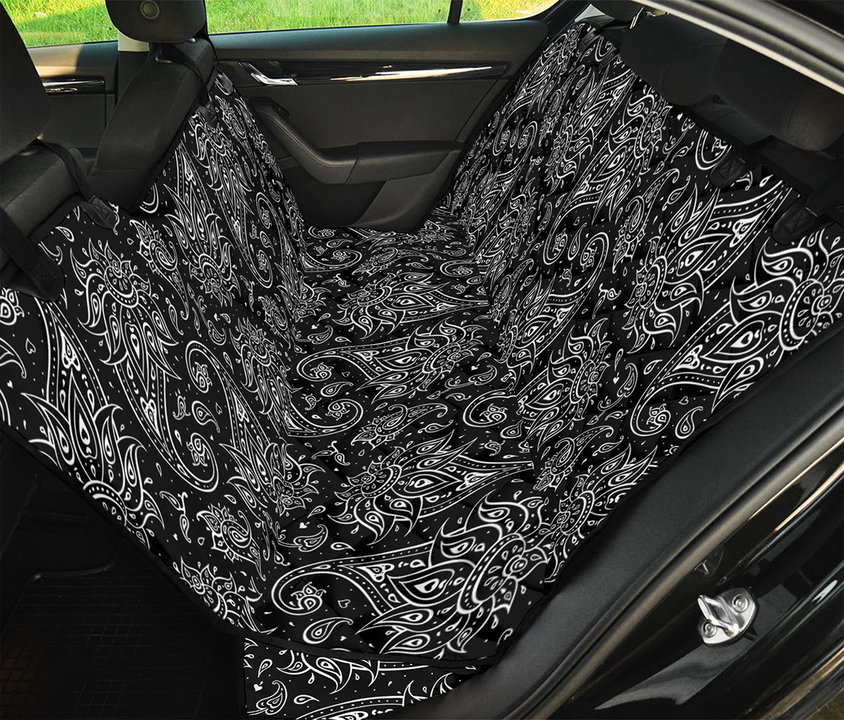 White And Black Paisley Pattern Print Pet Car Back Seat Cover