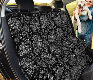 White And Black Paisley Pattern Print Pet Car Back Seat Cover