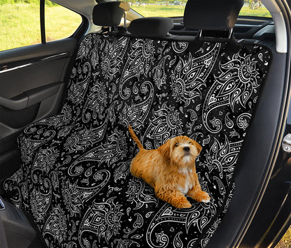 White And Black Paisley Pattern Print Pet Car Back Seat Cover